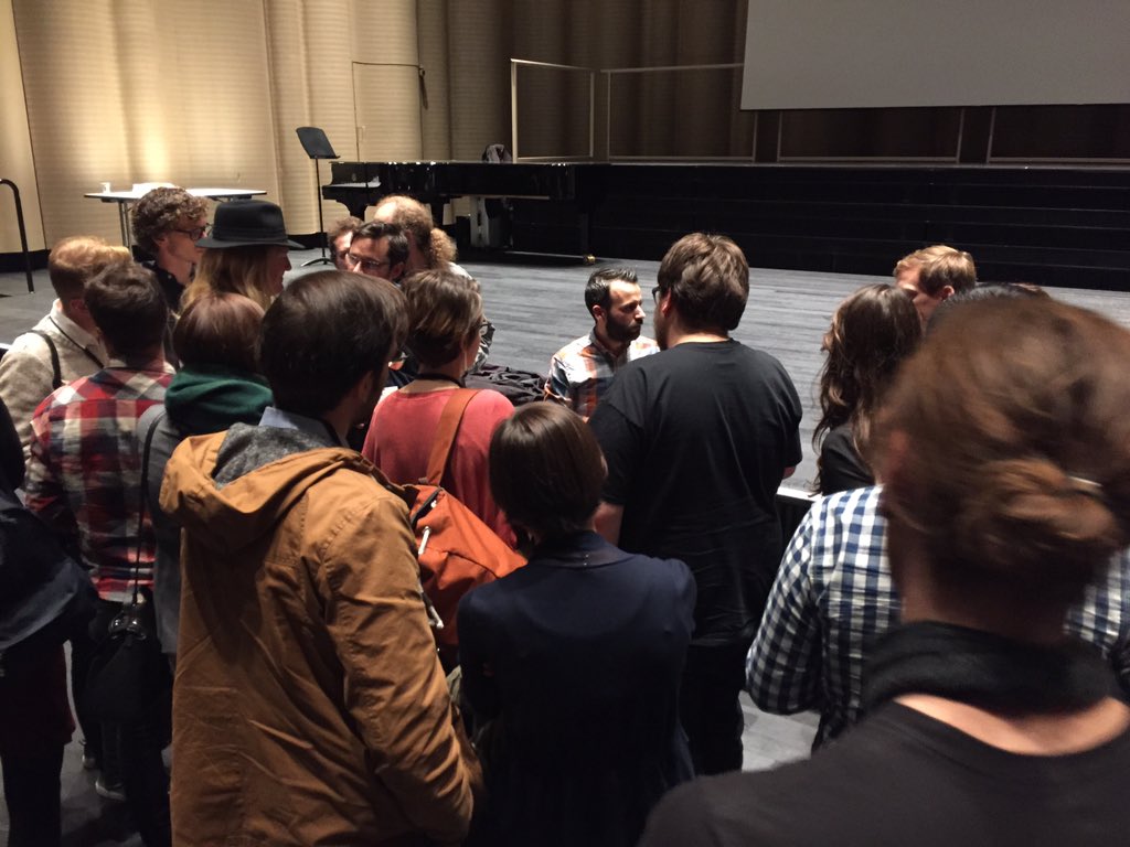 .<a href="/mikiballester/">Miquel</a> from <a href="/Fairphone/">Fairphone</a> surrounded by people like no other speaker at #sisummit - well deserved, great talk!