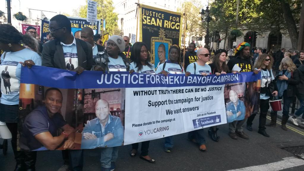 Justice for Sheku Bayoh campaign on the United Family and Friends march in London today