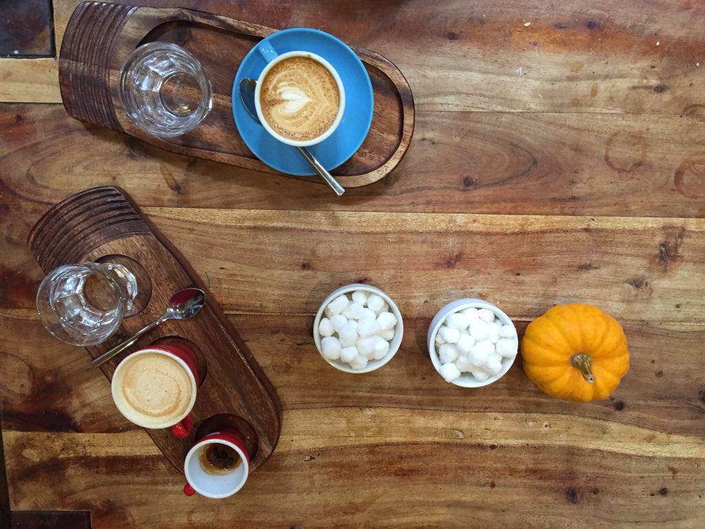 An autumnal #coffee at <a href="/Coffee_Aroma/">Coffee Aroma</a>. With sleeping child to boot!