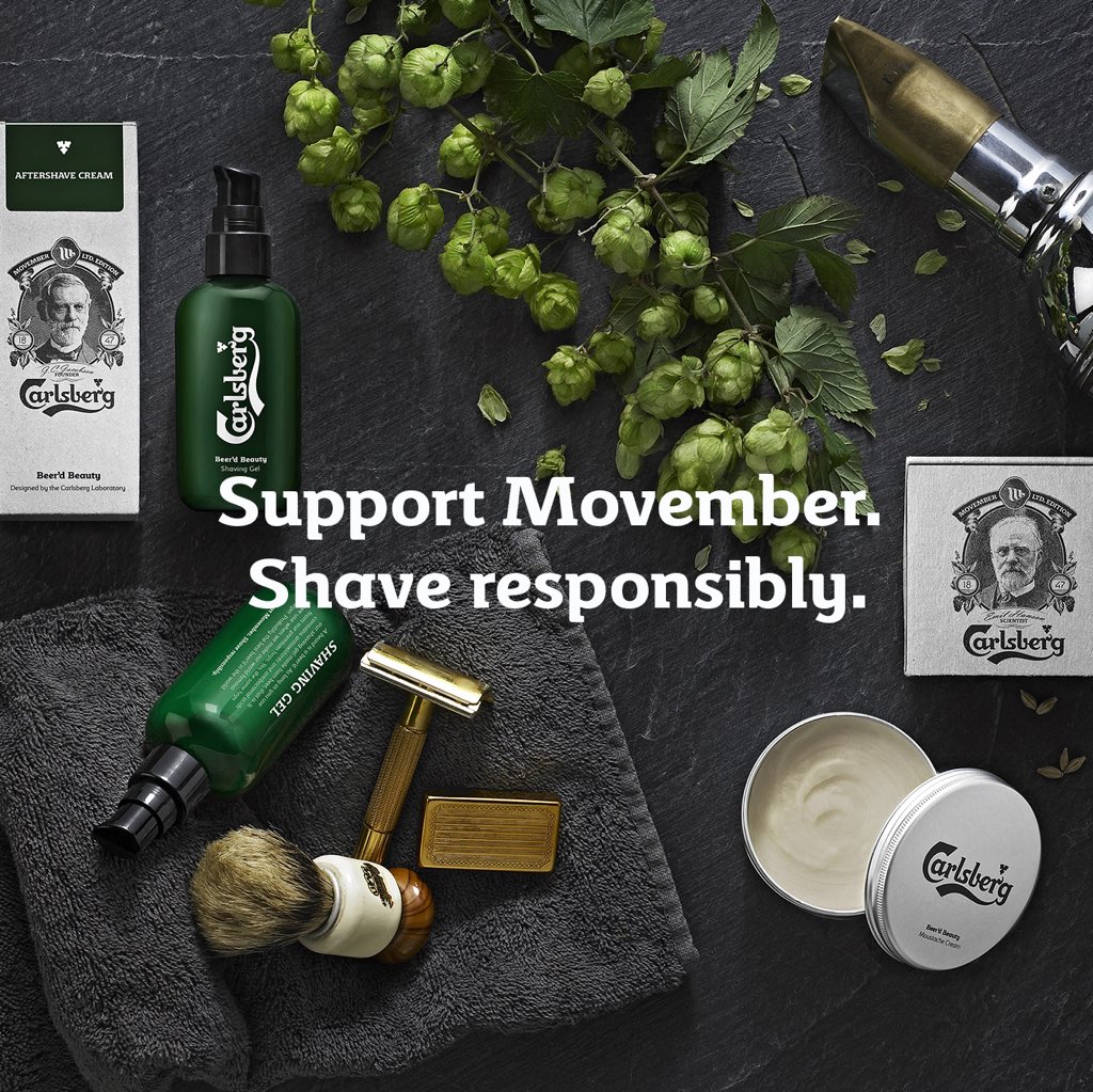 carlsberg's tweet photo. Try our new Beer’d Beauty grooming products made with Carlsberg beer - &amp; support #Movember. https://t.co/qmZk4qfANI https://t.co/YdH73RV7dP