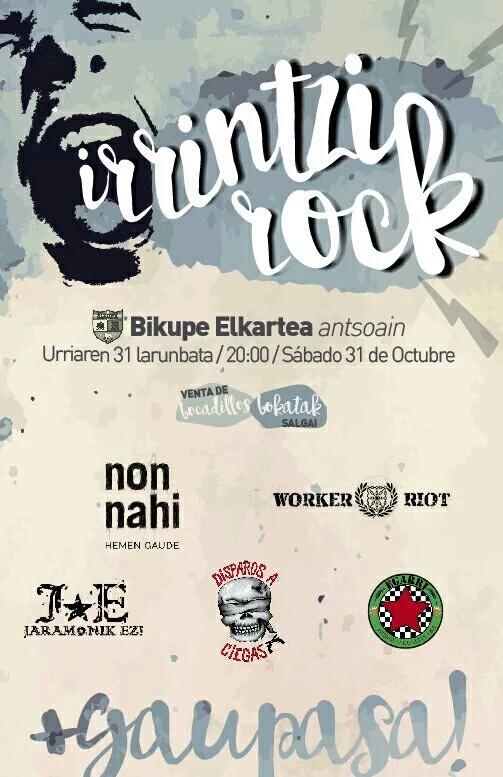 OROITU GAUR ANTSOAINGO BIKUPE ELKARTEAN IRRINTZI ROCK!!! ANIMATU!! <a href="/JaramonikEz/">Jaramonik Ez!</a> <a href="/WorkerRiot/">Worker Riot</a> #AntsoainIlusiozBete