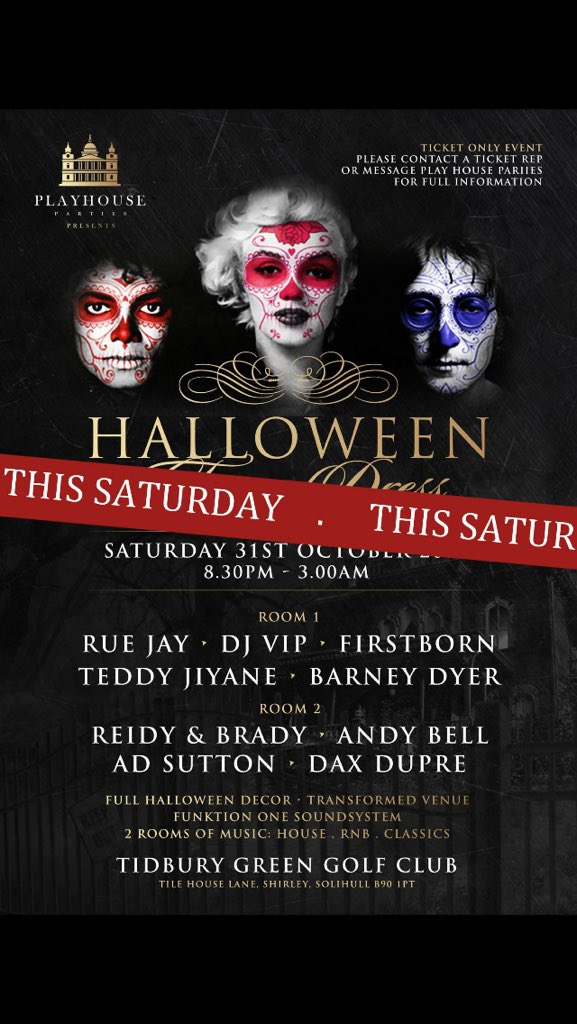 djbarneydyer's tweet photo. Very excited for @PlayHouseSoli Halloween tonight! I'll be in room 1 alongside some of birminghams' best djs 💃🏻👌🏻 https://t.co/UVY42RtmmG