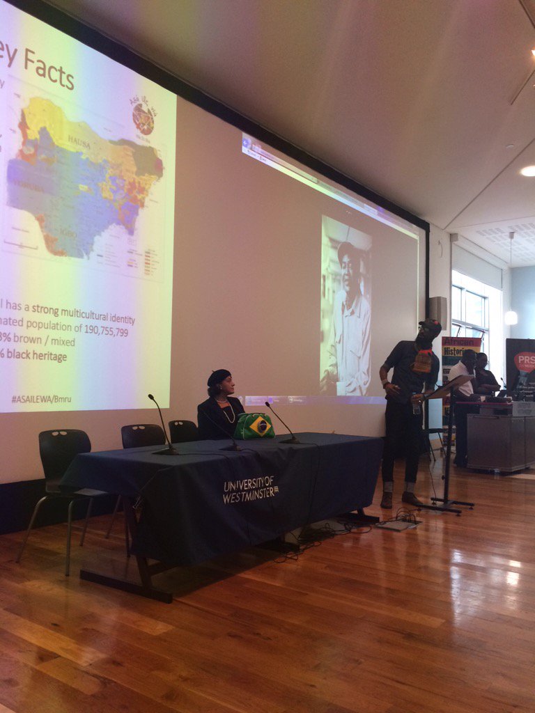 TheBMRU's tweet photo. Ike from @strictlyemusic presenting on the multi-dimensional Asa Ile Wa festival at the #BMRU conference #ASAILEWA https://t.co/mWxh7AP6hC