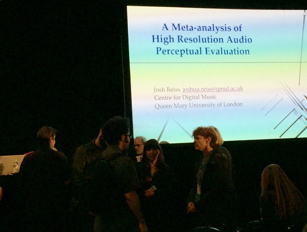 seanolive's tweet image. Does high resolution audio really sound better? That is the topic of the next workshop @AESorg 139th @Harman