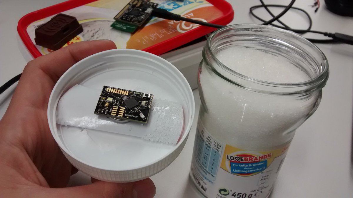relayr_dev's tweet photo. Rapid #IoT prototyping at the #ecomhack!
Out of sugar? This cloud-enabled jar by @engineerhn orders more for you :) https://t.co/qhbjluFbqq