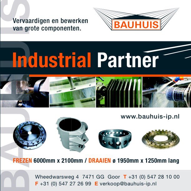 Vanaf 1 nov. a.s wordt in plaats van Bauhuis Verspaning de handelsnaam Bauhuis Industrial Partner toegepast.
