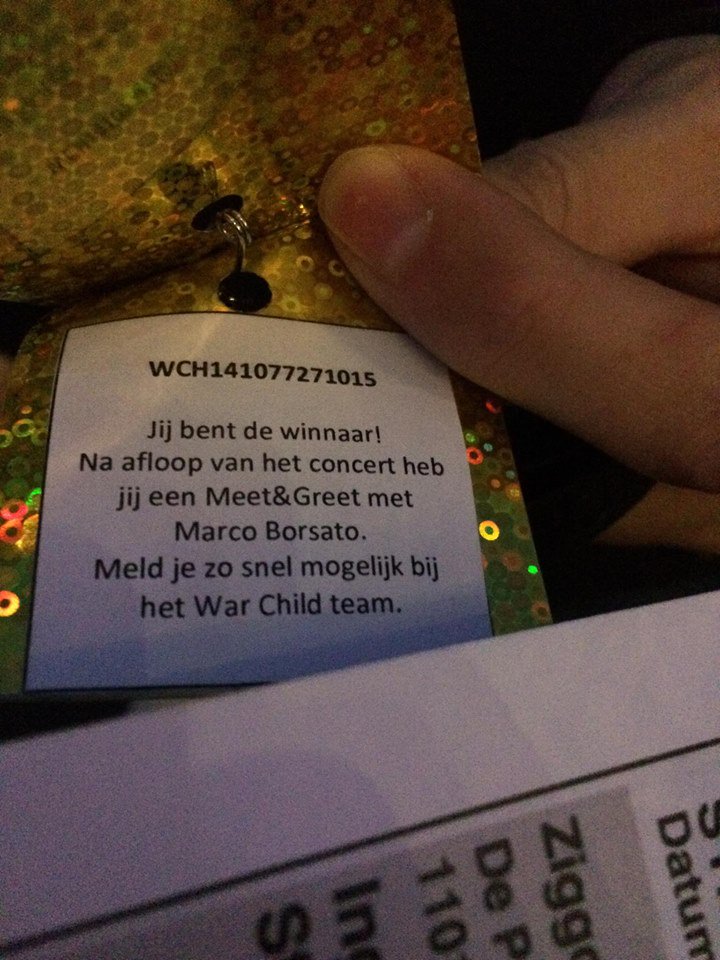 WijkeM's tweet photo. @borsato @WarChildHolland wij waren een van de gelukkige winnaars, wat hebben we ervan genoten!! Nogmaals dank! https://t.co/hk5UOwK6gL