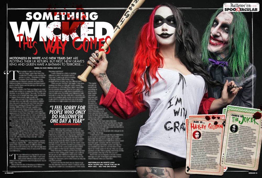 KerrangMagazine's tweet photo. The best trick or treat partnership! @Ash_Costello and @ChrisMotionless https://t.co/Ksw5TyukOR https://t.co/I6NVJi8H2S