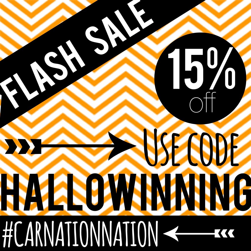 PinkCarnationCD's tweet photo. #FLASHSALE ! One day only! Head on over to our #etsy shop and use code #Hallowinning for 15% off entire purchase! https://t.co/tyD7a2mf9g