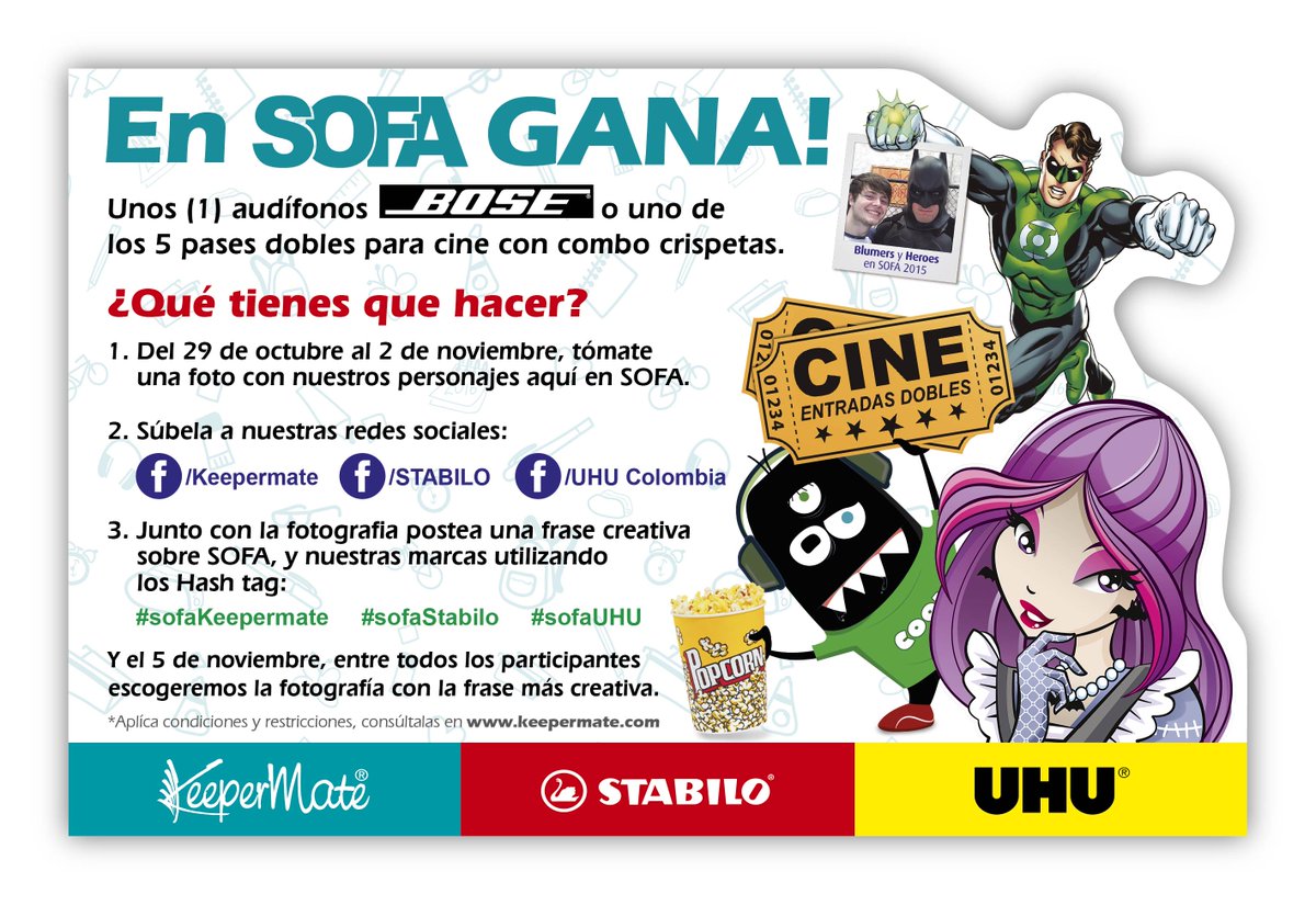 Keepermate's tweet photo. ¡Permítenos ser testigos de tus experiencias en el Universo SOFA al mejor estilo de #Keepermate, #UHU y #STABILO ! https://t.co/YQG69mN79N
