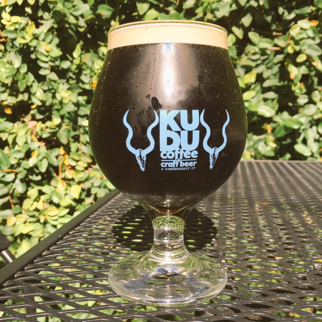 Maxsophone's tweet photo. Just tapped: @BrooklynBrewery Intensified cask @KuduCHS - collabo w/ @bluebottleroast on Bourbon. Good heavens. https://t.co/vhbUKyc6hC