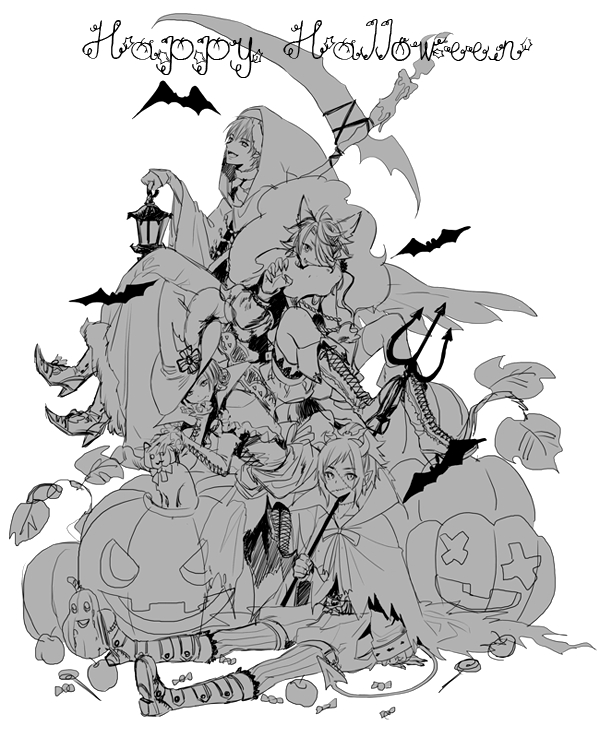 あんみつるししでハロウィン!まぁ31日中に描き終わる訳もなくラフになってしまったけど… 
