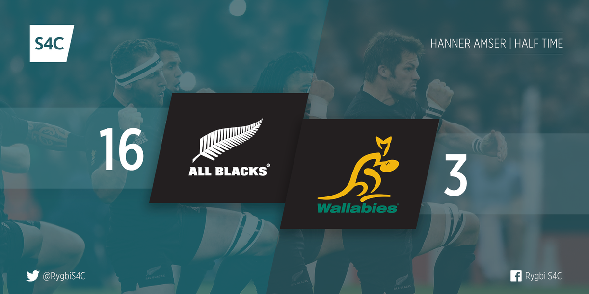 Sgôr Hanner Amser: Seland Newydd 16 - 3 Awstralia <a href="/S4C/">S4C 🏴󠁧󠁢󠁷󠁬󠁳󠁿</a> #CRB2015 #NZL v #AUS #RWC2015