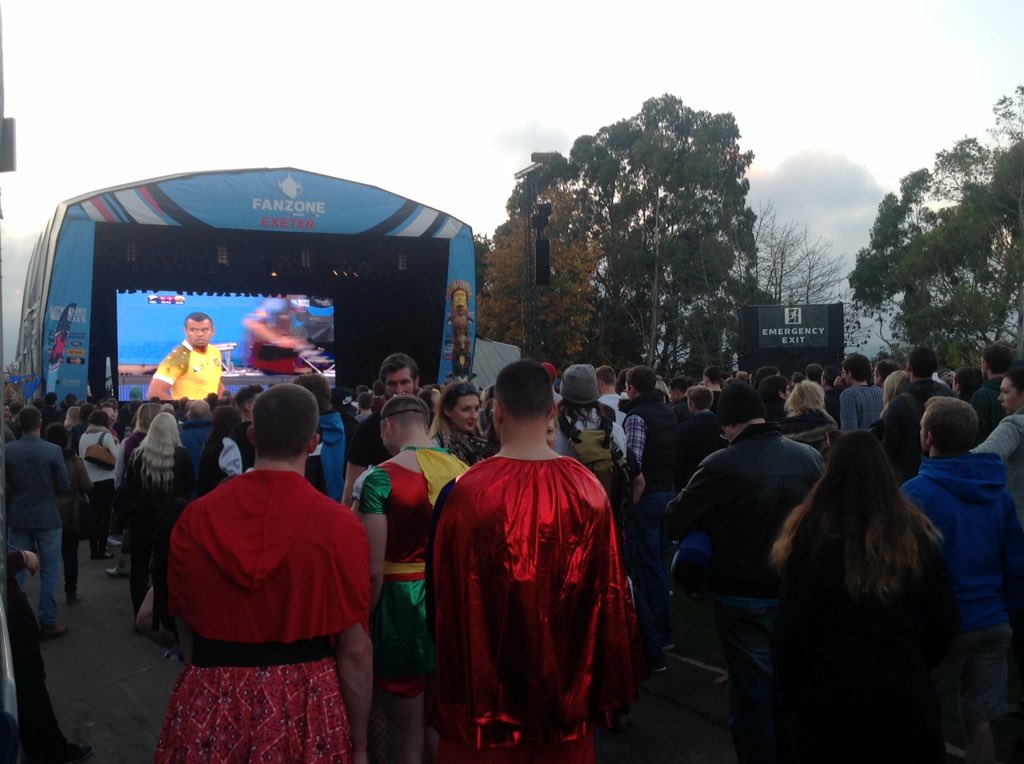 RWC2015Exeter's tweet photo. Great atmosphere in #ExeterFanzone tonight for #RWCFinal https://t.co/vkPYGmZNzP