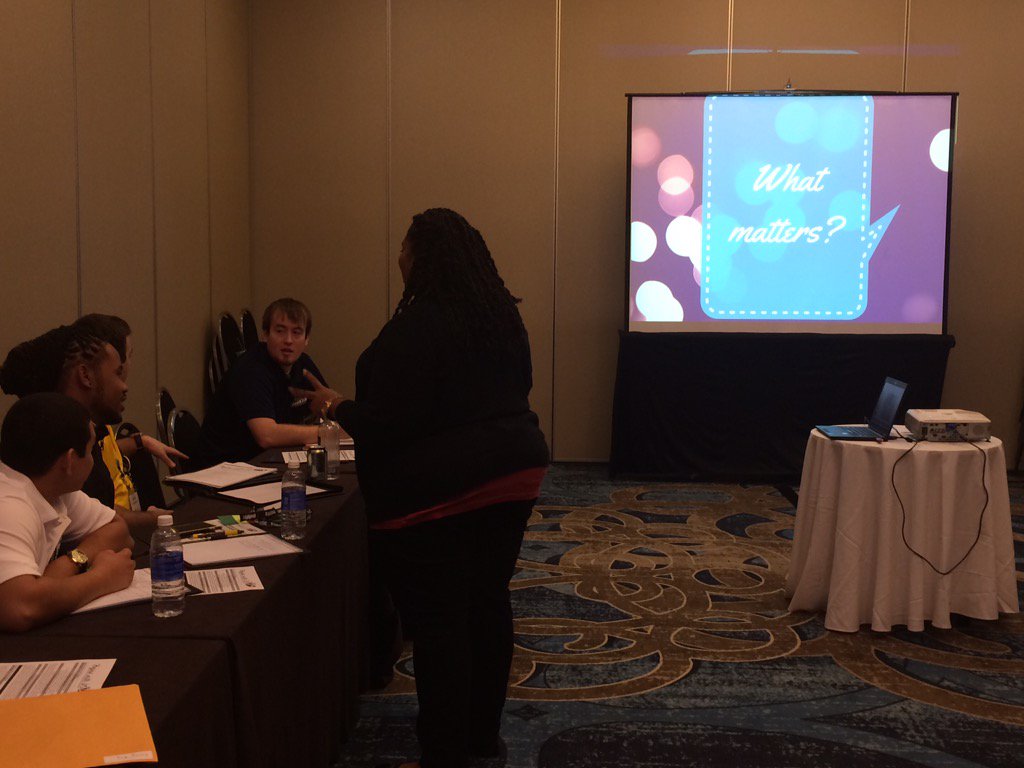 DrBrandySPropst's tweet photo. @TeeJDeePhD discussing what matters in #StudentAffairs at the #SACSA15 undergrad symposium!  #LearnSAwithUS #sachat https://t.co/93dZAIBDVv