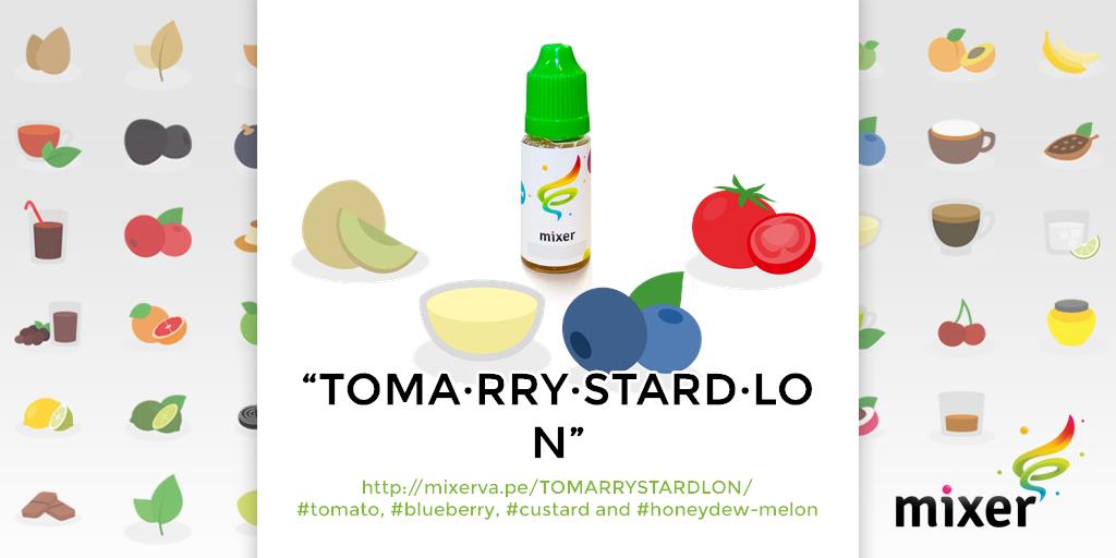 MixerVape's tweet photo. toma·rry·stard·lon https://t.co/e7LTLroLHv #tomato #blueberry #custard #honeydew_melon #customix #ecig https://t.co/RGEyq1XGzw