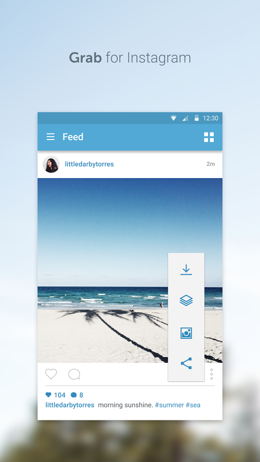 Grab for Instagram Android App – 🚀 App by <a href="/grabapp_co/">Grab for Instagram</a> #live via <a href="/rmarcon/">Rodrigo Marcon</a> materialup.com/posts/grab-for…