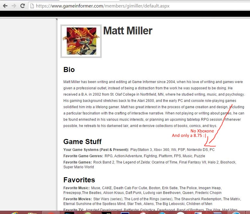DNR_CREW's tweet photo. @gameinformer Why did Matt Miller Give @Halo 5 a 8.75.
 Halo should have gotten a 10.0.
 10/31/2015
 2:26 PM https://t.co/4kdETwGKbe