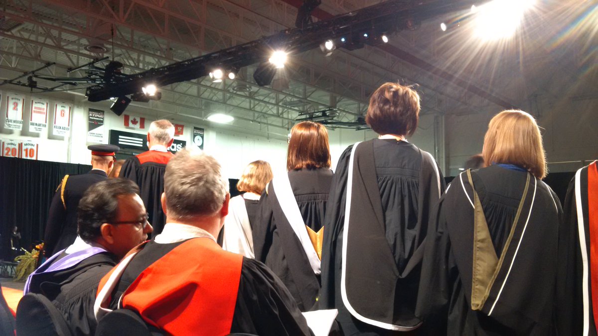 PugsleySeneca's tweet photo. My view for the first group of grads during #SenecaGrad2015. Welcome to all our new @SenecaAlumni https://t.co/p0mZlXx2SJ