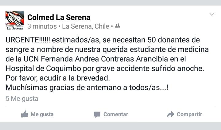 AliciaIsabelAG's tweet photo. Fernanda está muy grave, por favor RT @LaSerenaOnline @montecarlocl @eldia_cl @pelucheduenas @gorecoquimbo @FELIXuls https://t.co/fGfri9einI