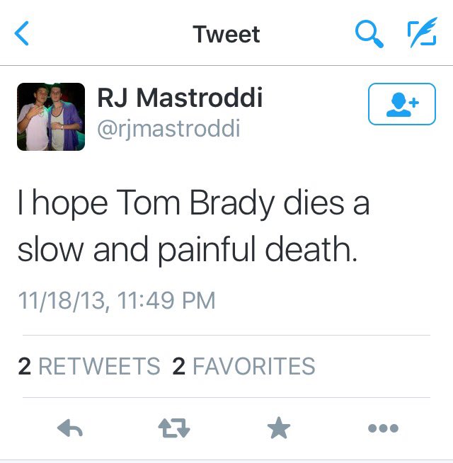 Patriots7thRing's tweet photo. Son of @nyjets security director, Robert Mastroddi (who swung and missed trying to "report" the Patriots last week). https://t.co/3rpSs8eISb