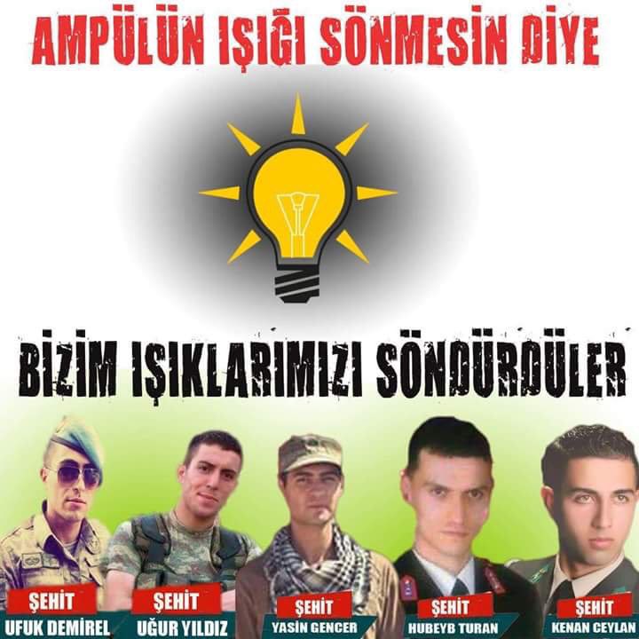 #KararımMHPÇünkü 
"AKP-Hdp yüzünden şehit oldu gençecik fidanlarımız sandığa giderken Hatırla."
