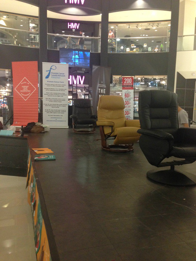 Setting up at HMV stage in #wem for the #movember #shavedown come down and visit! #yegmo #mosistas