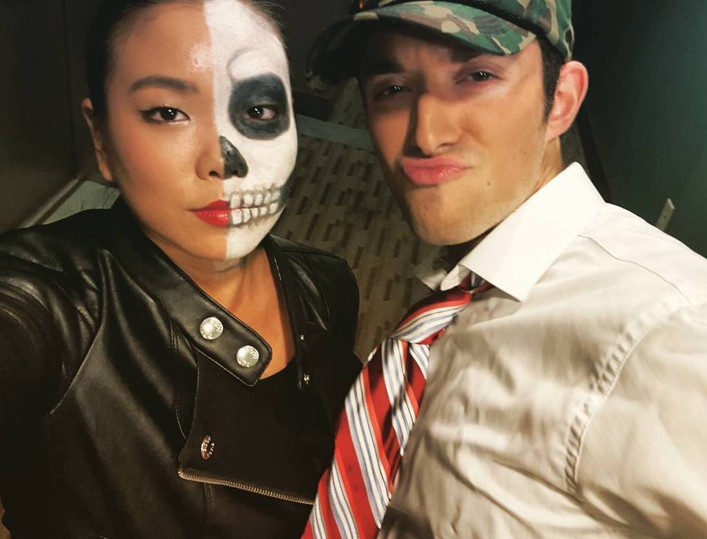 moneywithmay's tweet photo. Half skelly and Donald Trump are making a riot tonight! #halloween #halloween2015 #halfskeleton #donaldtrump #makea… https://t.co/dqmw909clJ
