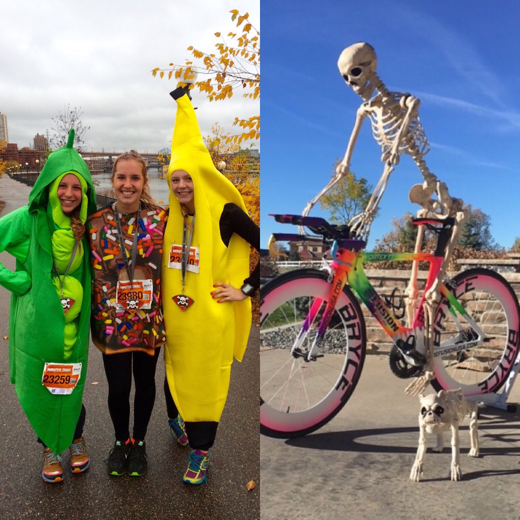 FusionCycles's tweet photo. Happy Halloween! Fusion's @theycallmeannap ran a half-marathon as a banana, while Bryce Baca got inhumanly lean 😂💀🎃 https://t.co/zi3R7UWje0