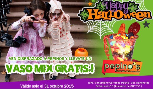 Pepinos_Saltilo's tweet photo. #HappyHalloween te esperamos hoy, ven disfrazado y llevate u n#vasomix gratis #Pepinos #saltillo https://t.co/qpGPD6oec8