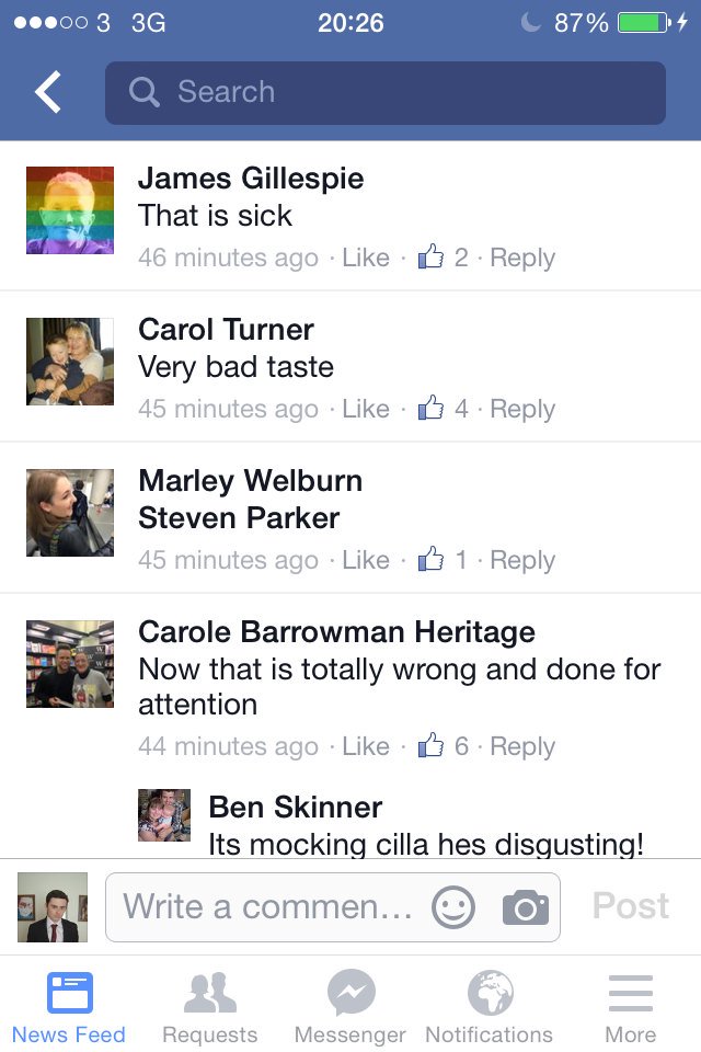 Hahahaha someone's causing meltdowns on Facebook for dressing as a dead Cilla Black here
