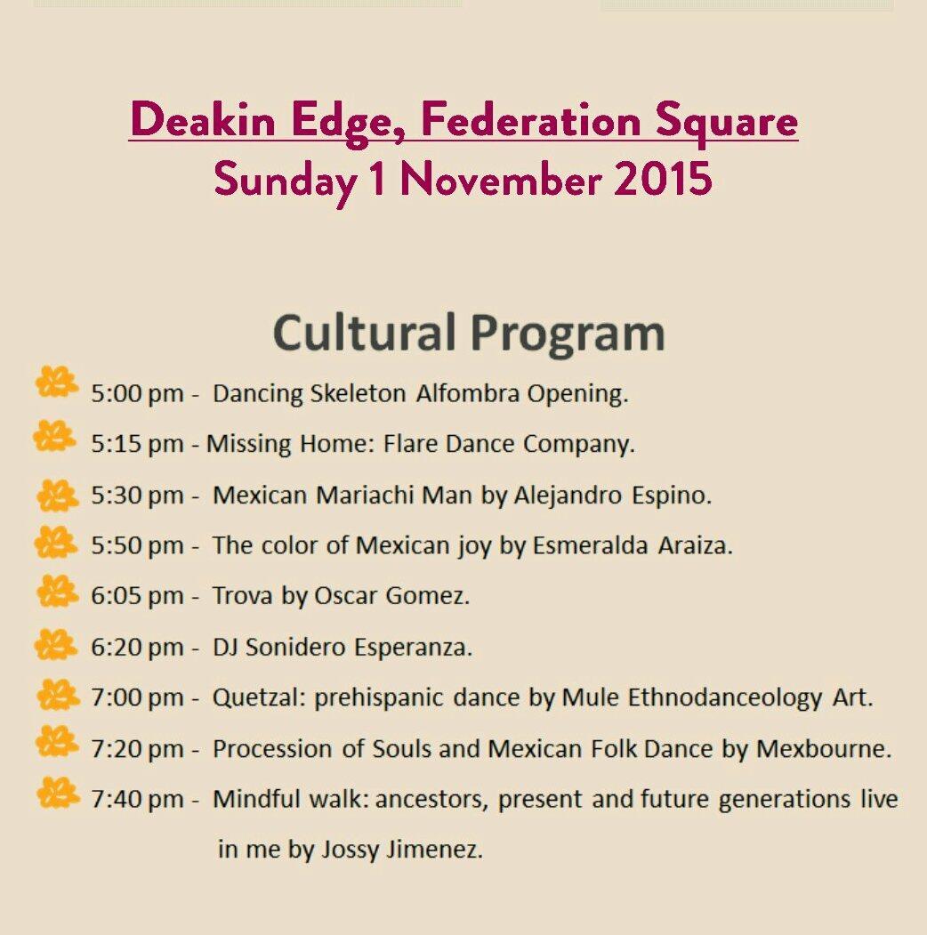 mexvic_aust's tweet photo. Come to celebrate the Day of the Dead in #Melbourne. Deakin Edge, #FedSquare 1 nov 11 am to 8pm #mexvic https://t.co/GqR9Y1xYwZ