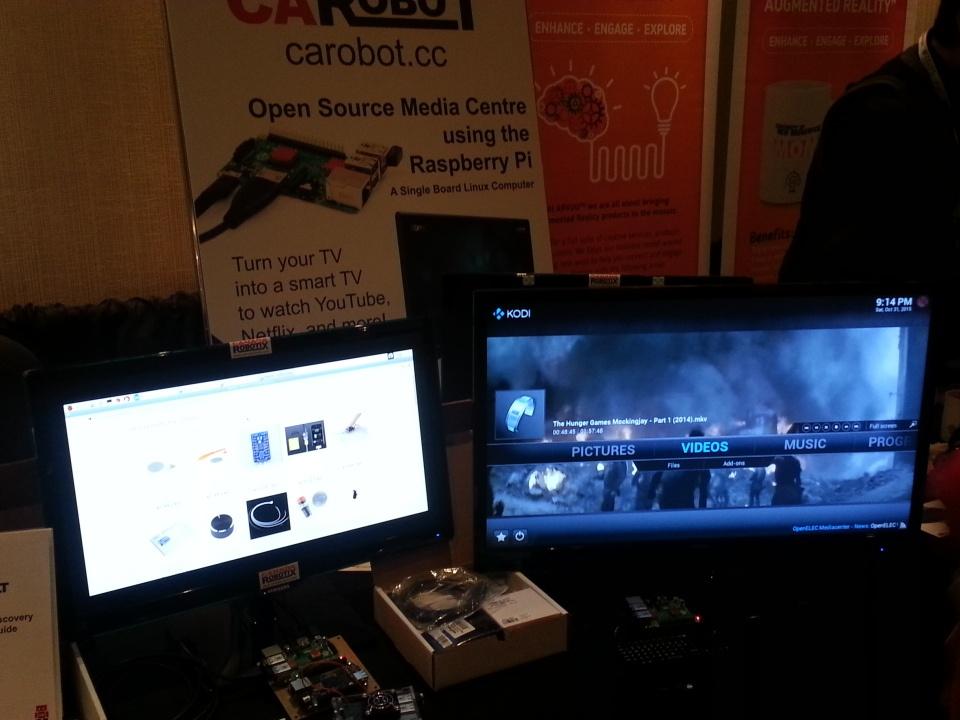 CanadaRobotix's tweet image. Day 2 at #TAVES. Movies with #raspberrypi running #openelec and @MakerWiz beside us is doing some 3D scanning.