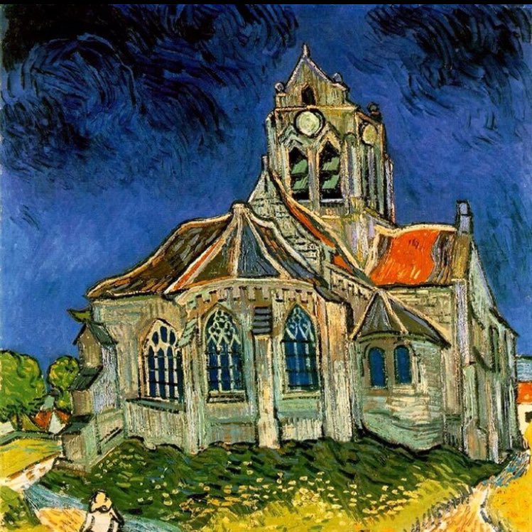 artasluke's tweet photo. The Church at Auvers by Vincent van Gogh. https://t.co/wQicLL3BtA