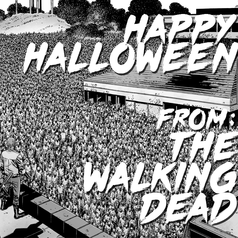 TheWalkingDead's tweet image. #HappyHalloween! Remember, if someone in a zombie "costume" bites you you quickly feel ill, they MIGHT be a zombie.