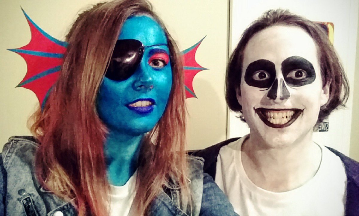geoshattky's tweet photo. We were Undyne and Sans for Halloween! #Undertale #Underween @FwugRadiation @KyleDChurch https://t.co/tw5skBH9EP
