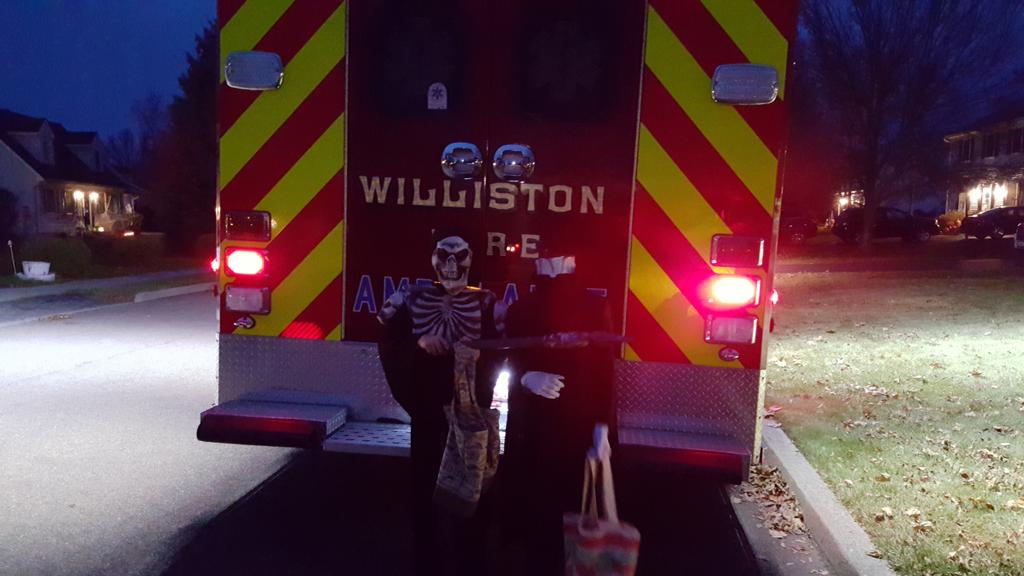 The ghouls are out! Parents in tow and flashlight in hand. Now that's safe #trickortreating #halloween2015