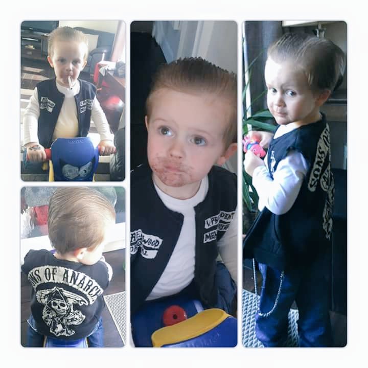 shellabella85's tweet image. My nephew kyle dressed as Jax Teller for Halloween @SonsofAnarchy...your littlest fan x