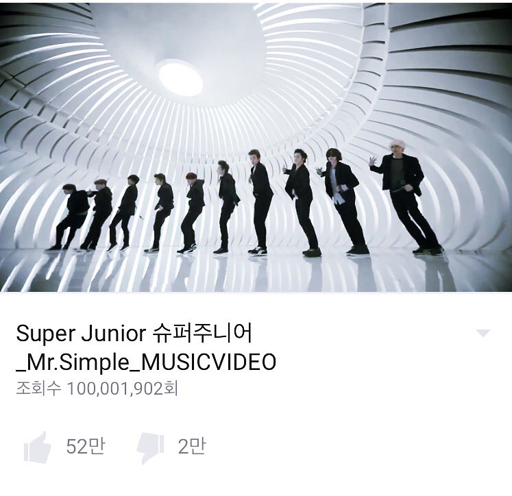 shfly3424's tweet photo. Superjunior Mr.Simple 1억뷰돌파 wow!! 💯 #Superjunior #Mr.Simple #100000000 #1억 #돌파 https://t.co/JlEuoBaCN2
