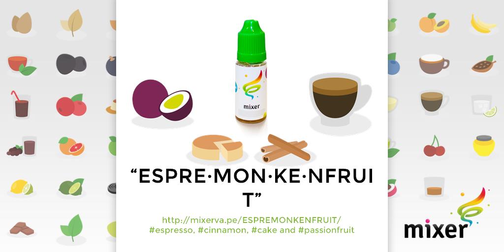 MixerVape's tweet photo. espre·mon·ke·nfruit https://t.co/0e03MSIVAX #espresso #cinnamon #cake #passionfruit #quitsmoking #customix https://t.co/g7nH9Pa0JH