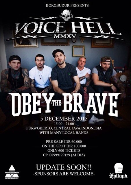 Gigs di akhir tahun 2015, jangan sampe terlewatkan
#obeythebrave #obey #the #brave #Hello #purwokerto #Indonesia