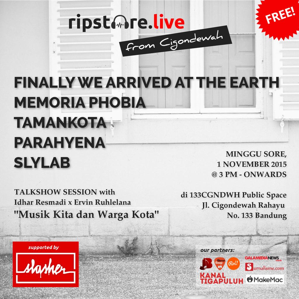 Today @Ripstore live. Area 51 di pindahkan ke 133cigondewah. Sampai bertemu <a href="/fwaateband/">F W A A T E</a> #alieninvasion