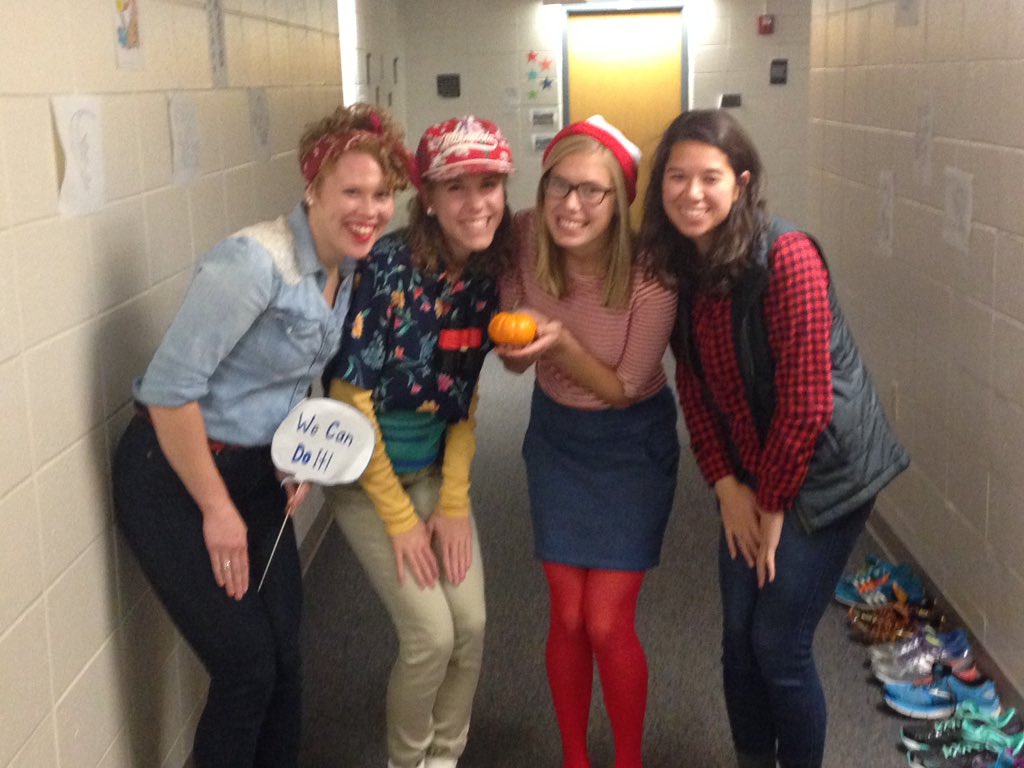 LisaThePumpkin's tweet photo. There's no better way to spend your birthday than with a lumberjack, Waldo, a tourist and Rosie. #happyhalloween https://t.co/rg1E1dul6d