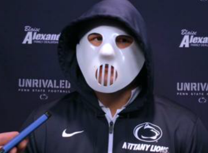 JoeHermitt's tweet photo. Watch this: Is it Anthony Zettel or Hannibal Lecter? #Bestpostgameinterviewever https://t.co/88Cdgt73Qh @PennLive https://t.co/BnCH7wTKsX
