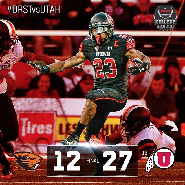 JwoodCole's tweet photo. #13 Utah bounces back after a lost and gets the win vs Oregon St. #CFBPlayoff #ORSTvsUTAH https://t.co/x890M0afjS