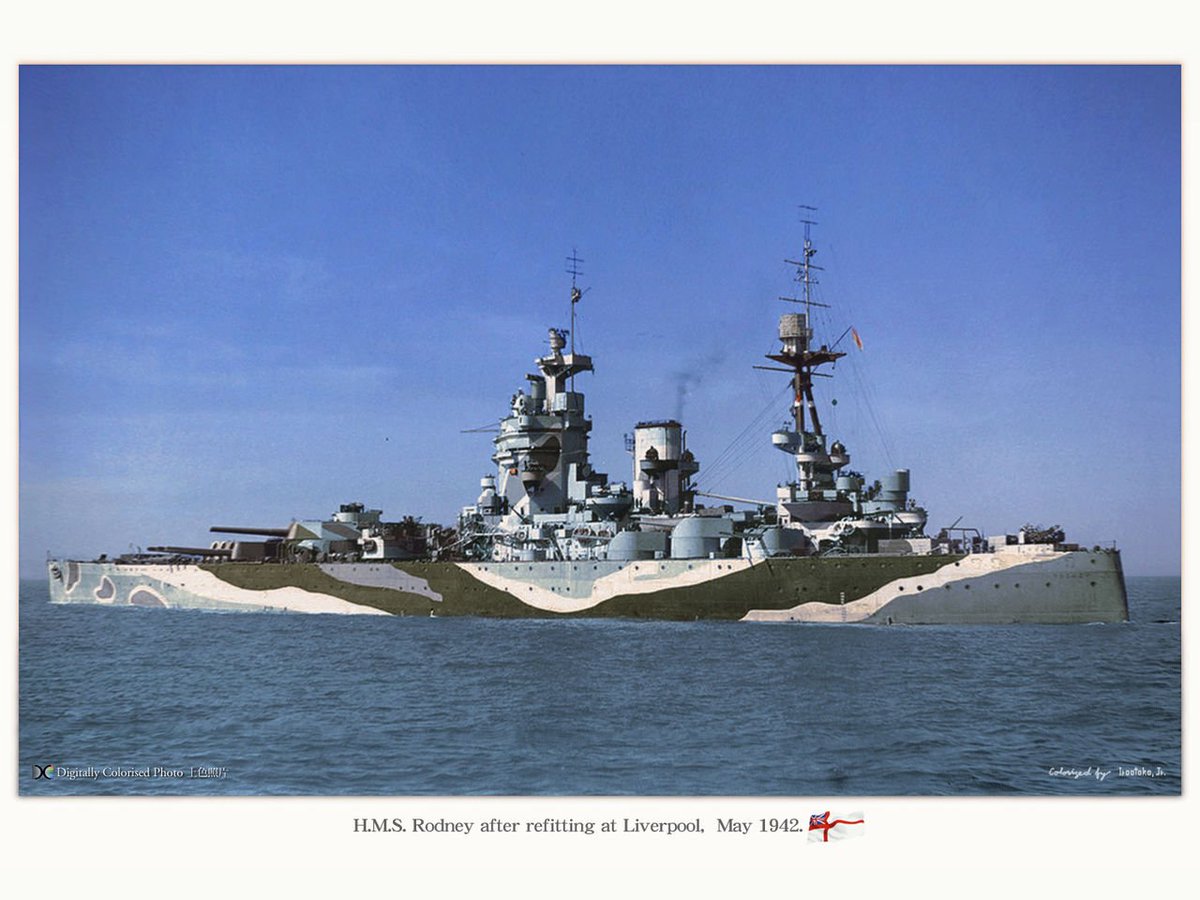 オミーズの辞典 Twitter वर ネルソン級戦艦 ロドニー その6 1944年6月 本艦はノルマンディー上陸作戦に参加 連合国軍を支援するため フランス北西部の沿岸都市カーンとオルダニー島へ砲撃した 同年9月 今度は ムルマンスクへ輸送船団護衛任務に就く