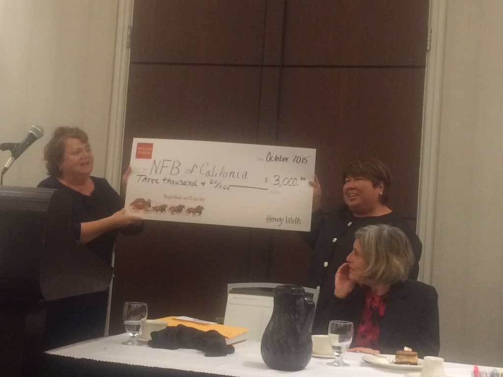 nfbsf's tweet photo. Mary Willows and Denise Clark hold a check. @WellsFargo donated $3000 to @nfbca #nfbca15 https://t.co/RQChvyAcYM