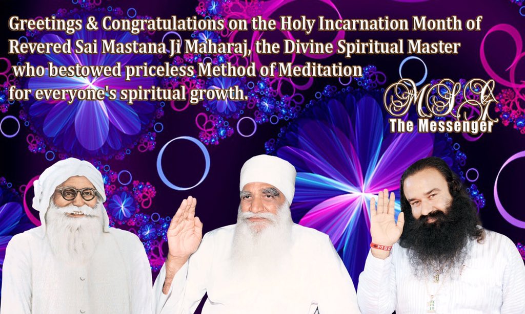 Gurmeetramrahim's tweet photo. #MSG2Crossed375 Congratulations all on the holy incarnation month of Shah Mastana ji Maharaj. #WishBdayByWelfare https://t.co/FuBOp80L5M