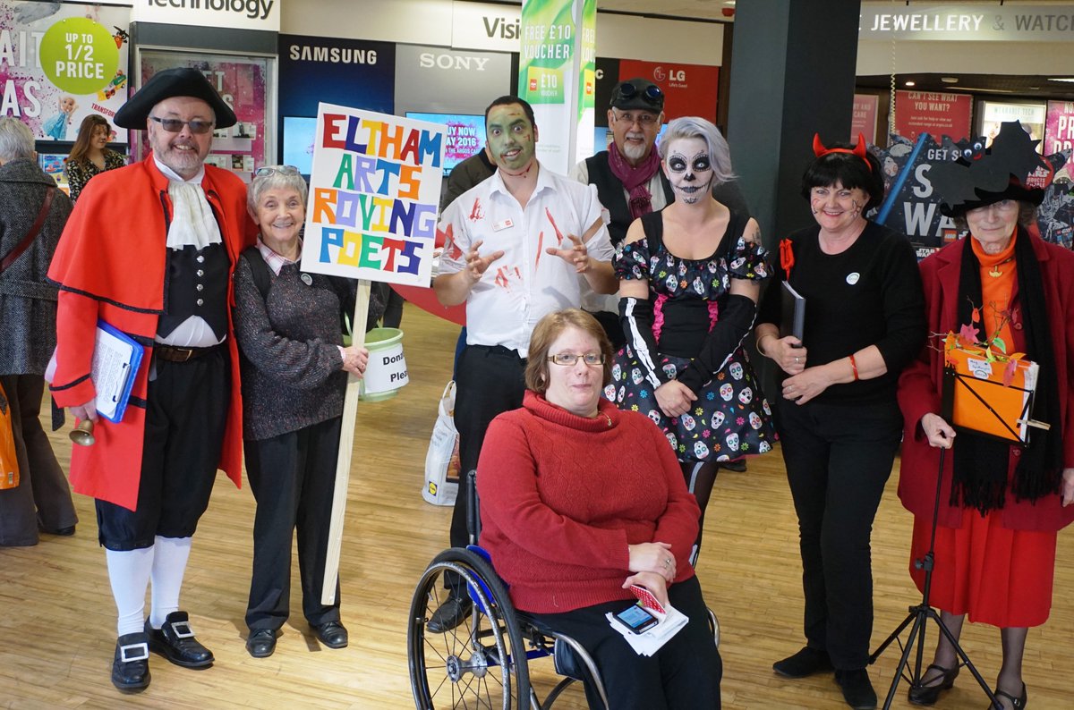 ElthamArts's tweet photo. #Eltham Roving #Poets visit Argos #Passey Place yesterday! Thank you manager Adam ! Lovley costumes! #ElthamWinFest https://t.co/1qtgyqAKWs
