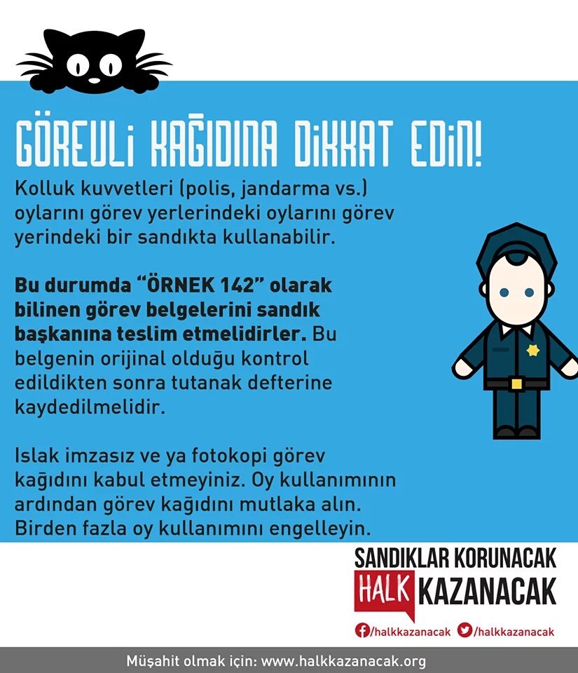 Polisler oy kullandiktan sonra 142 belgelerini vermek zorundalar.